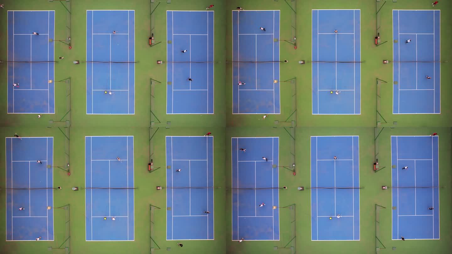 航拍城市体育公园市民运动中心网球场