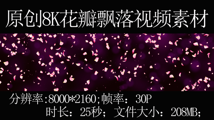 8K宽屏花瓣粒子飘落片头背景