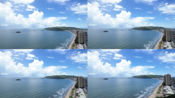 4K广东惠州双月湾外海沙滩小岛自然风光