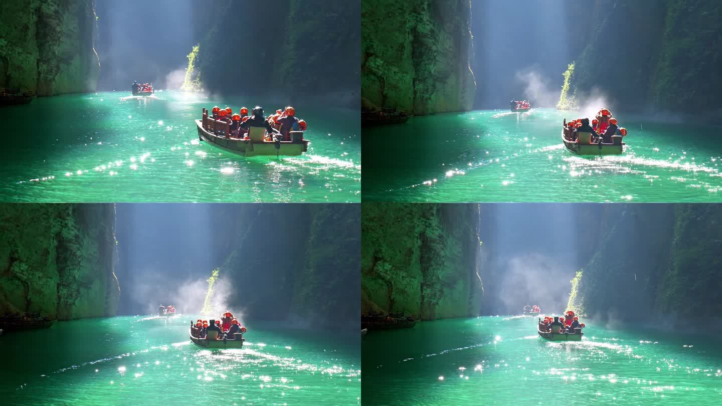 【4K素材】恩施鹤峰屏山峡谷唯美行船画面