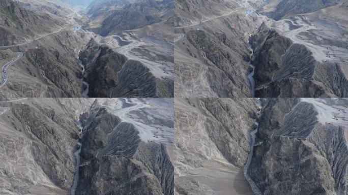 航拍新疆独库公路上的峡谷