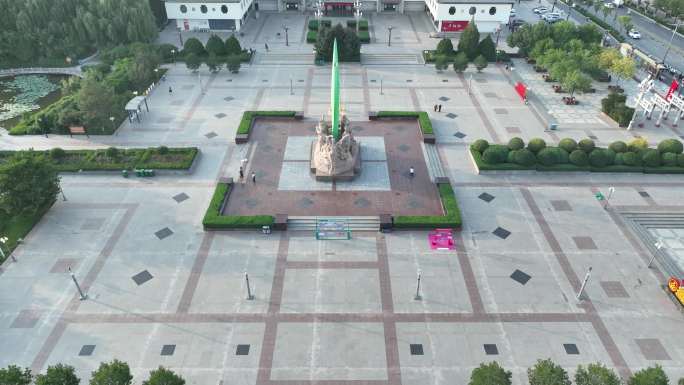榆林古城世纪广场4K航拍