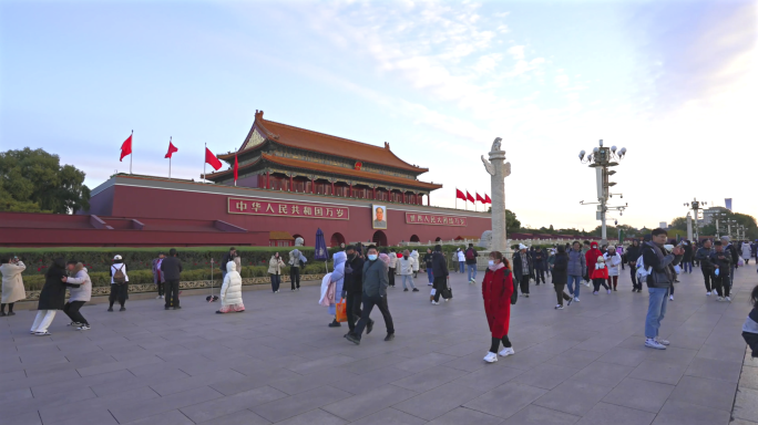 北京旅游人群 北京地标 故宫 天安门