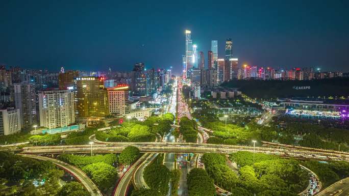 南宁青秀区民族大道夜景延时