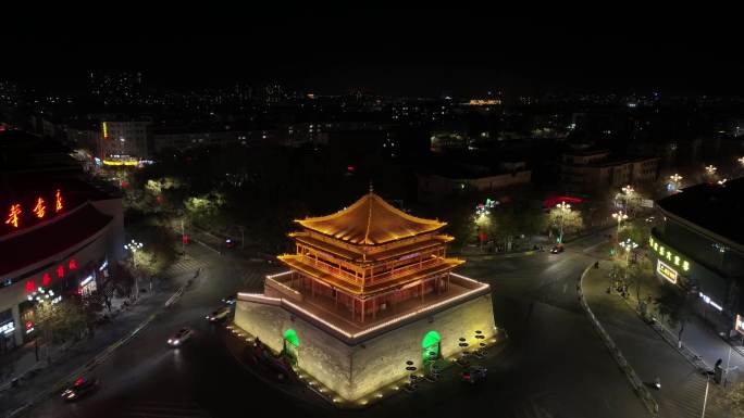 延时摄影：张掖鼓楼古建地标夜景灯光