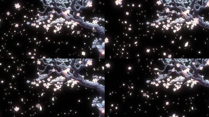 飘落的樱花 樱花树前景动画