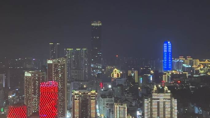 广西柳州市区开灯瞬间夜景