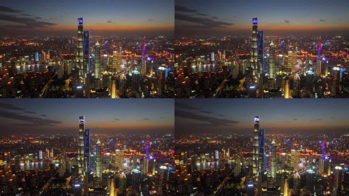 上海夜景延时航拍