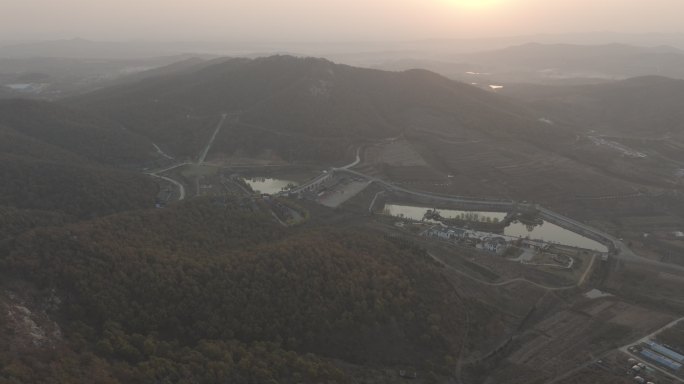 航拍山东烟台牟平双百山风景区日出晨光