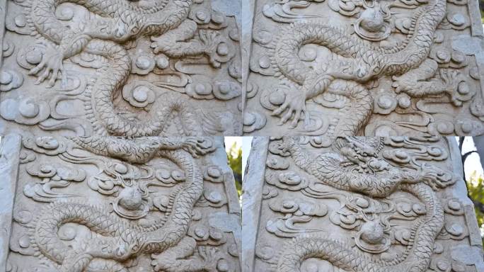 中国龙汉白玉石雕像