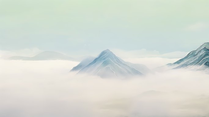 简约中国风水墨水彩山水风景背景