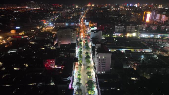 榆林古城新建南路夜景4K航拍