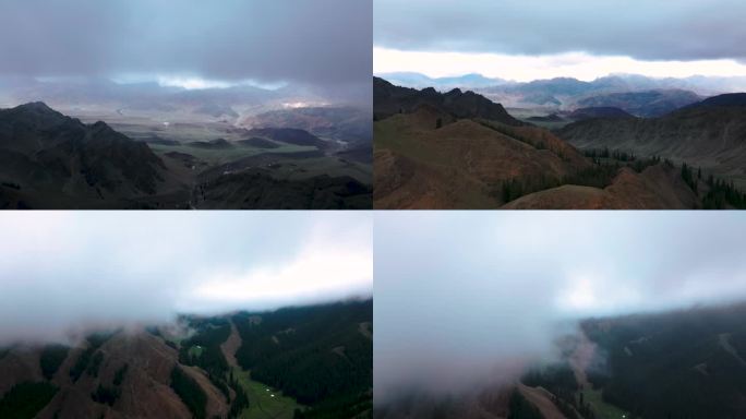 新疆航拍穿过云层山脉震撼风景4K大片