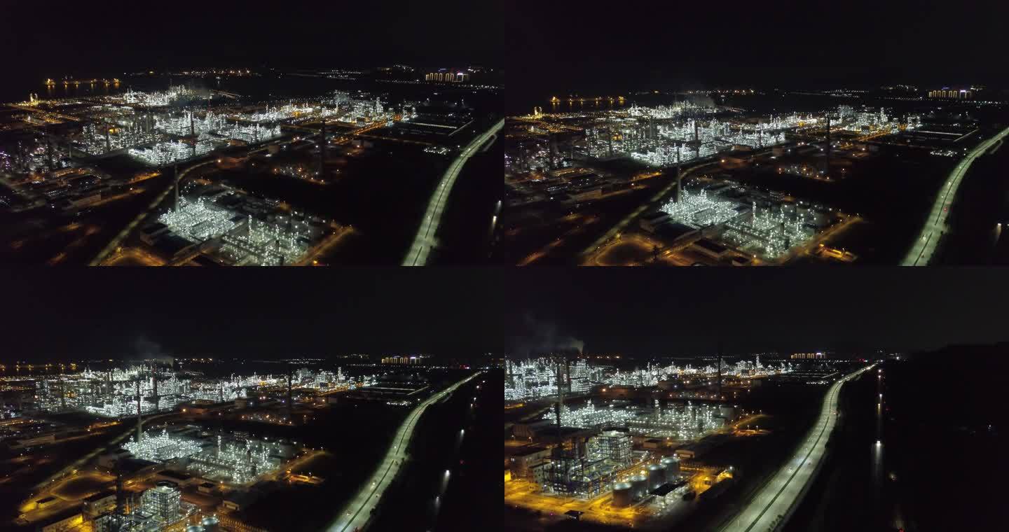 惠州工业园灯光夜景车流航拍