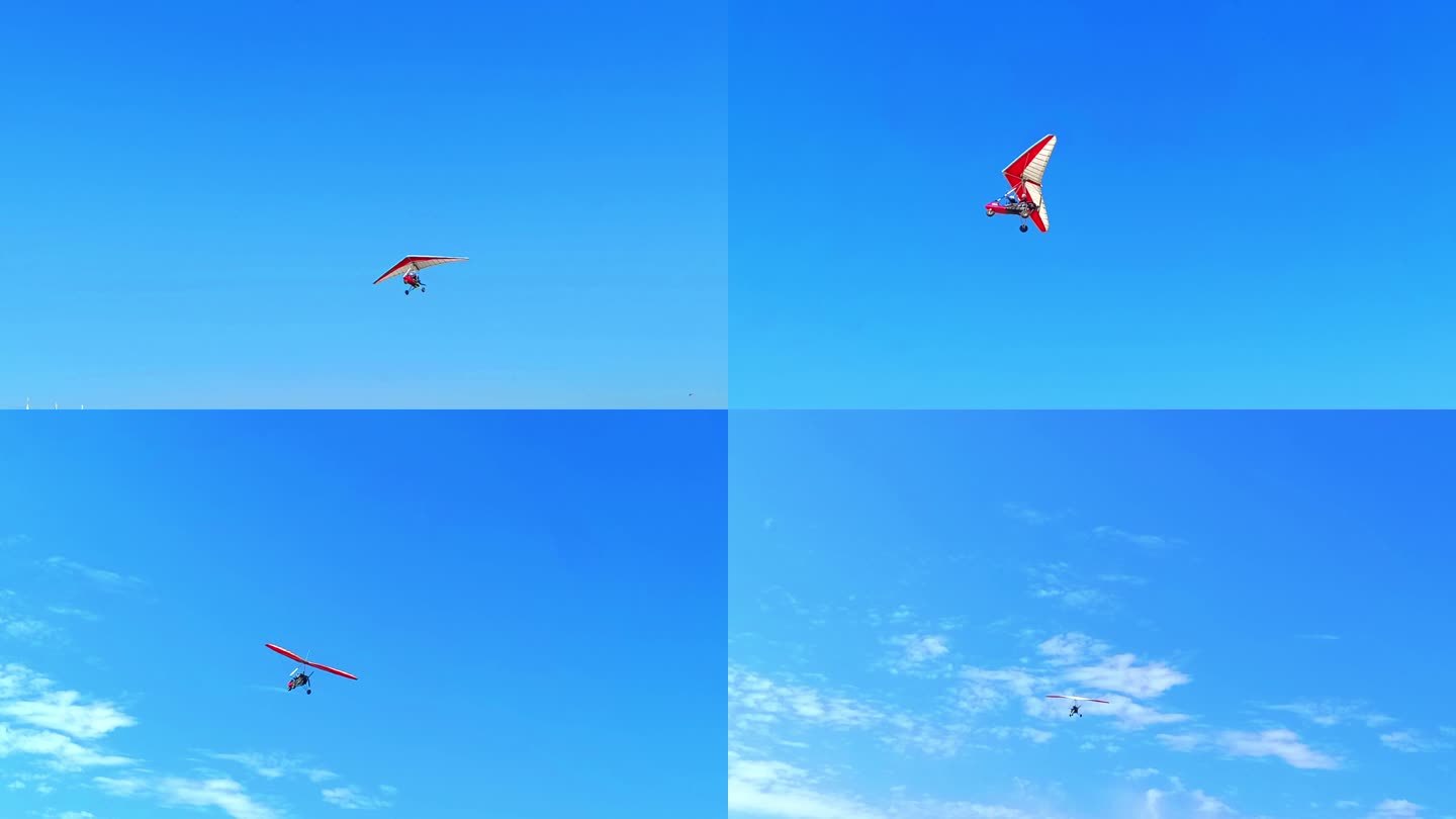 翱翔在蓝天中飞翔的滑翔机