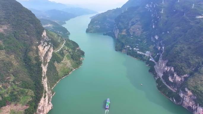 长江三峡山水航道大自然美景4K航拍