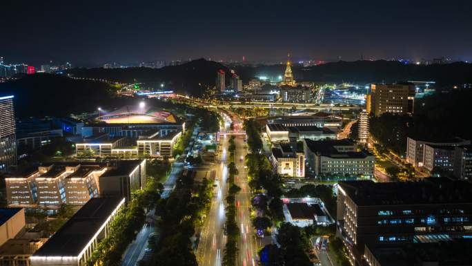 深圳北理莫斯科大学夜景航拍延时