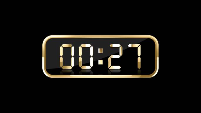 4K金色液晶数字计时器通道视频45秒钟