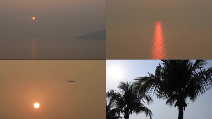 万山海战桂山岛风景日出、日落和沙滩椰子树