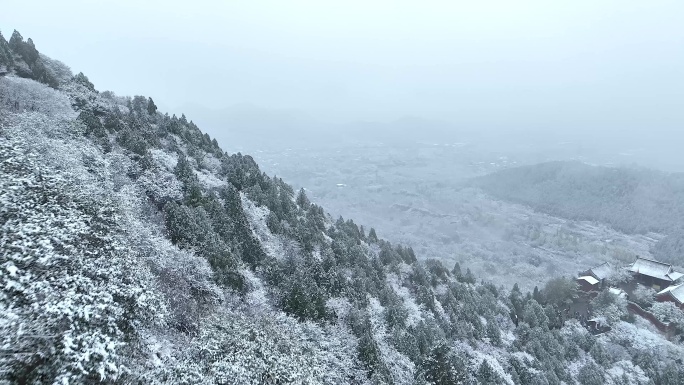 潍坊青州云门山雪景航拍