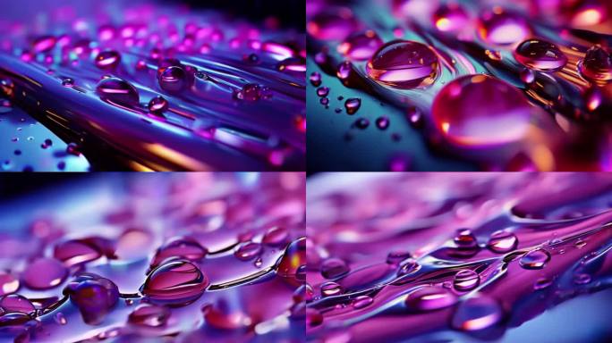 气泡粒子液体彩化妆品精华紫色美妆分子泡泡