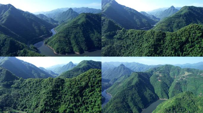 4K陕西秦巴山脉自然风光自然地貌航拍视频