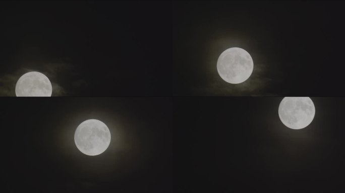 实拍满月月亮升起4K延时视频月球中秋