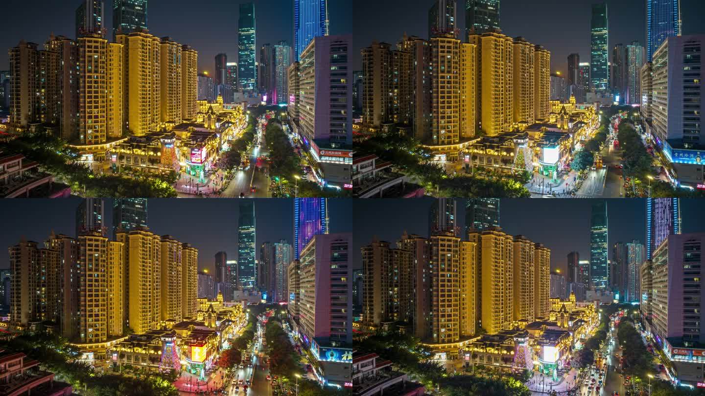 南宁东盟商务区盛天地步行街夜景延时视频