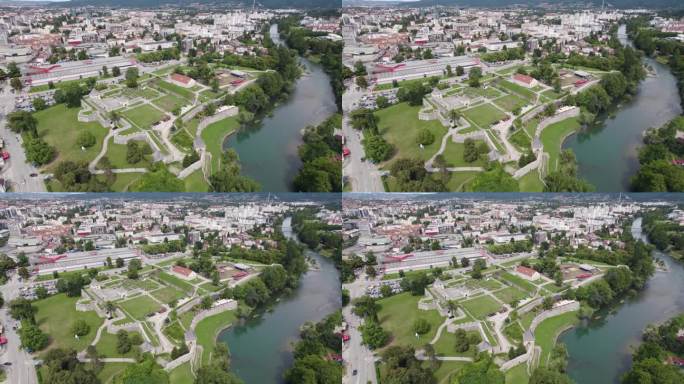 波斯尼亚，弗巴斯河畔巴尼亚卢卡的卡斯特尔要塞，城市鸟瞰图