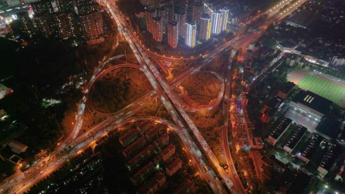 湖南长沙城市地标夜晚夜景航拍风景风光_7