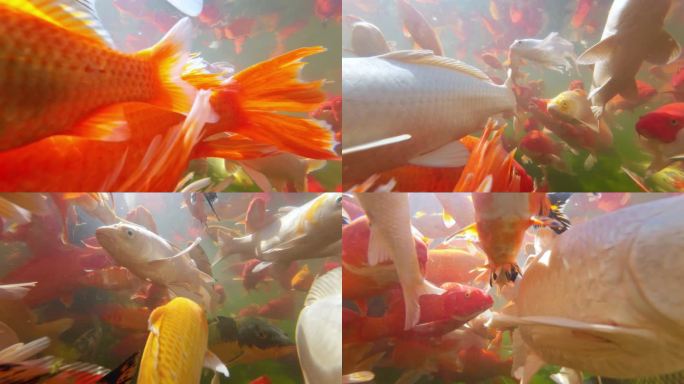 水下第一视角锦鲤鱼群