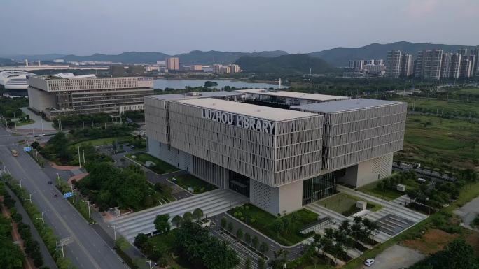 柳州图书馆新馆航拍 环绕全景