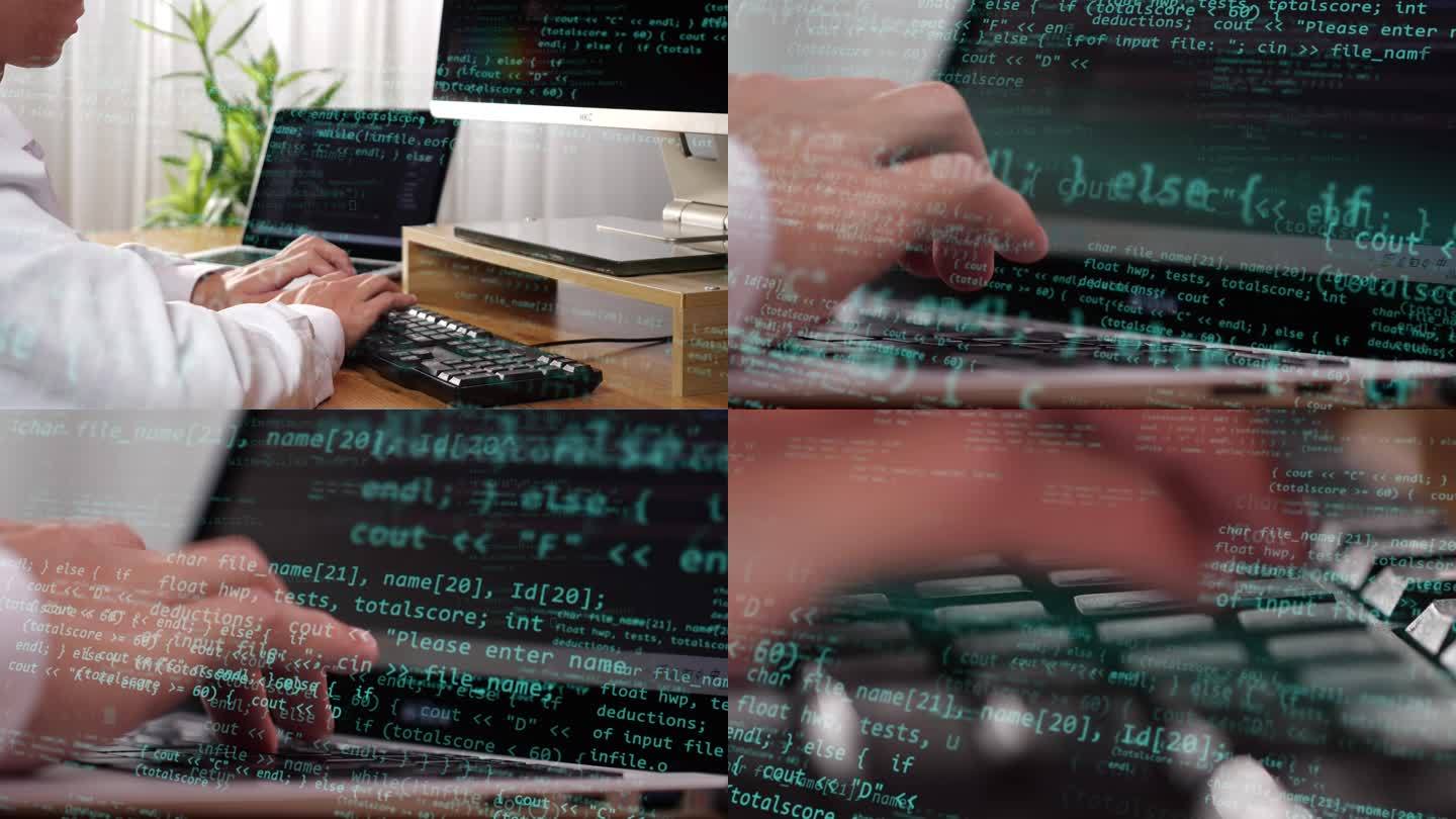 计算机程序员编程加班办公 码农打代码