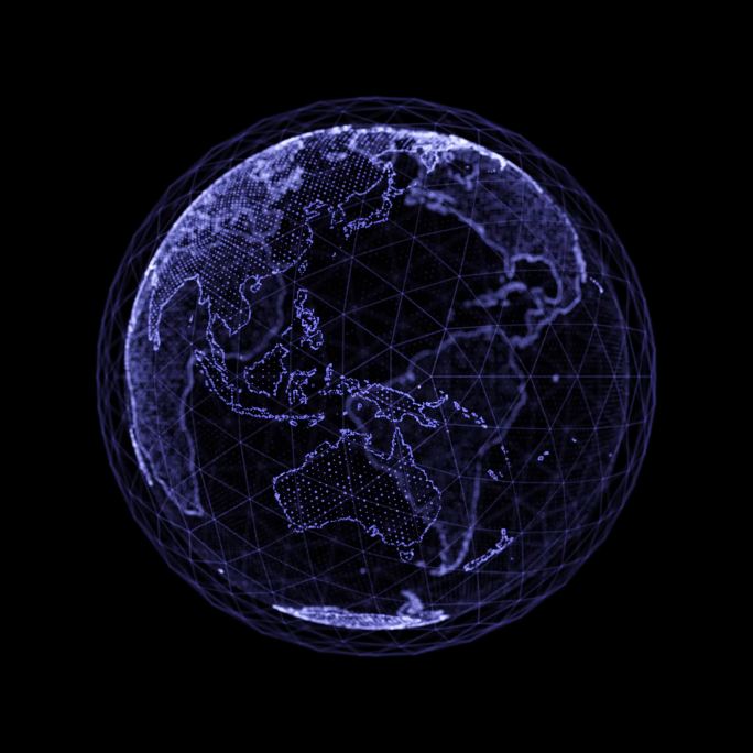 科技感全息投影地球旋转 循环 带透明通道