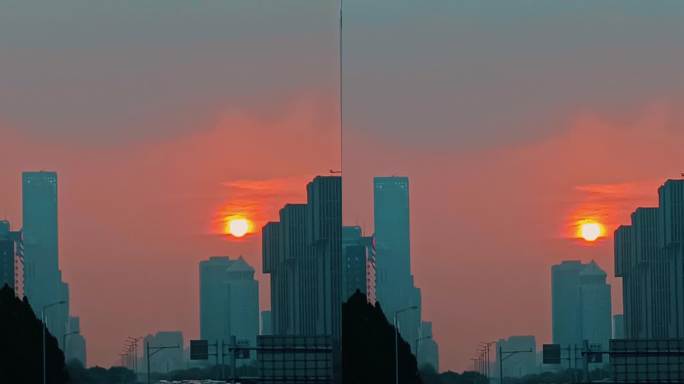 北京长安街国贸金色夕阳日落世纪火烧云晚霞