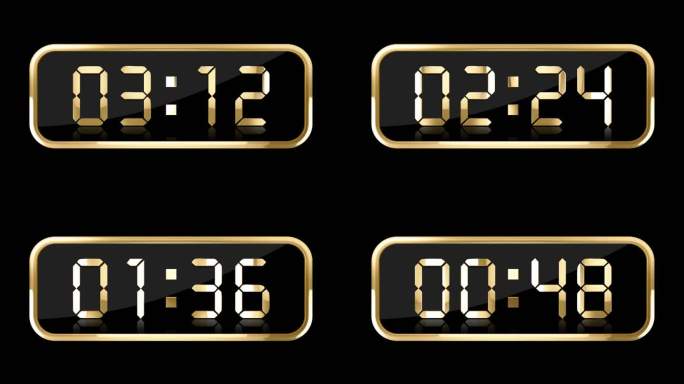 金色液晶数字计时器通道视频4分钟