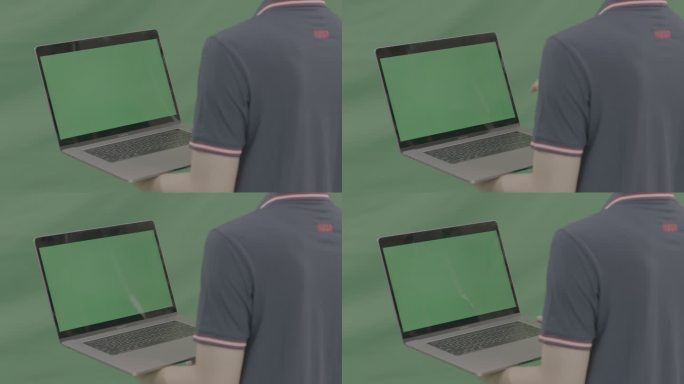 人物背影 绿屏电脑  抠像合成
