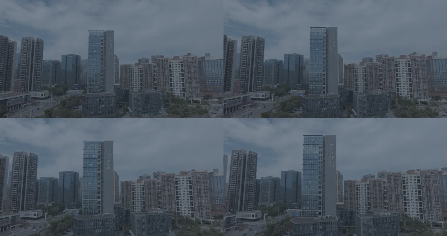 4K航拍深圳城市楼宇小区街道社区源码灰片