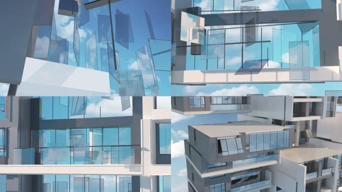 三维城市地产建筑生长动画镜头