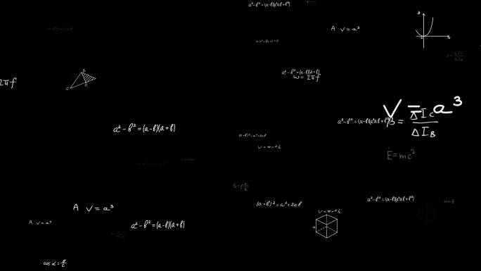 数学公式冲屏飘动AE模板
