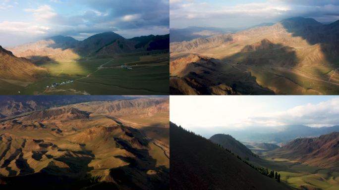 新疆航拍穿过云层山脉草原震撼风景4K大片