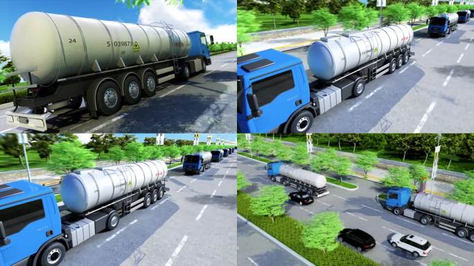 原创3D动画油罐车道路行驶车辆