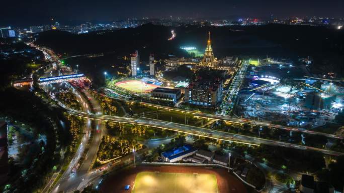 深圳北理莫斯科大学夜景航拍延时