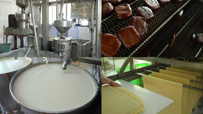 豆子做成豆腐豆浆豆腐干的过程豆腐工厂