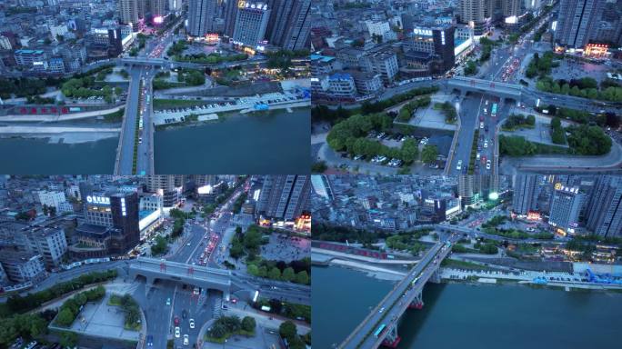 4K陕西安康地标天际线夜景航拍视频