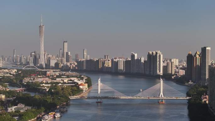 4K珠江 解放大桥与广州塔