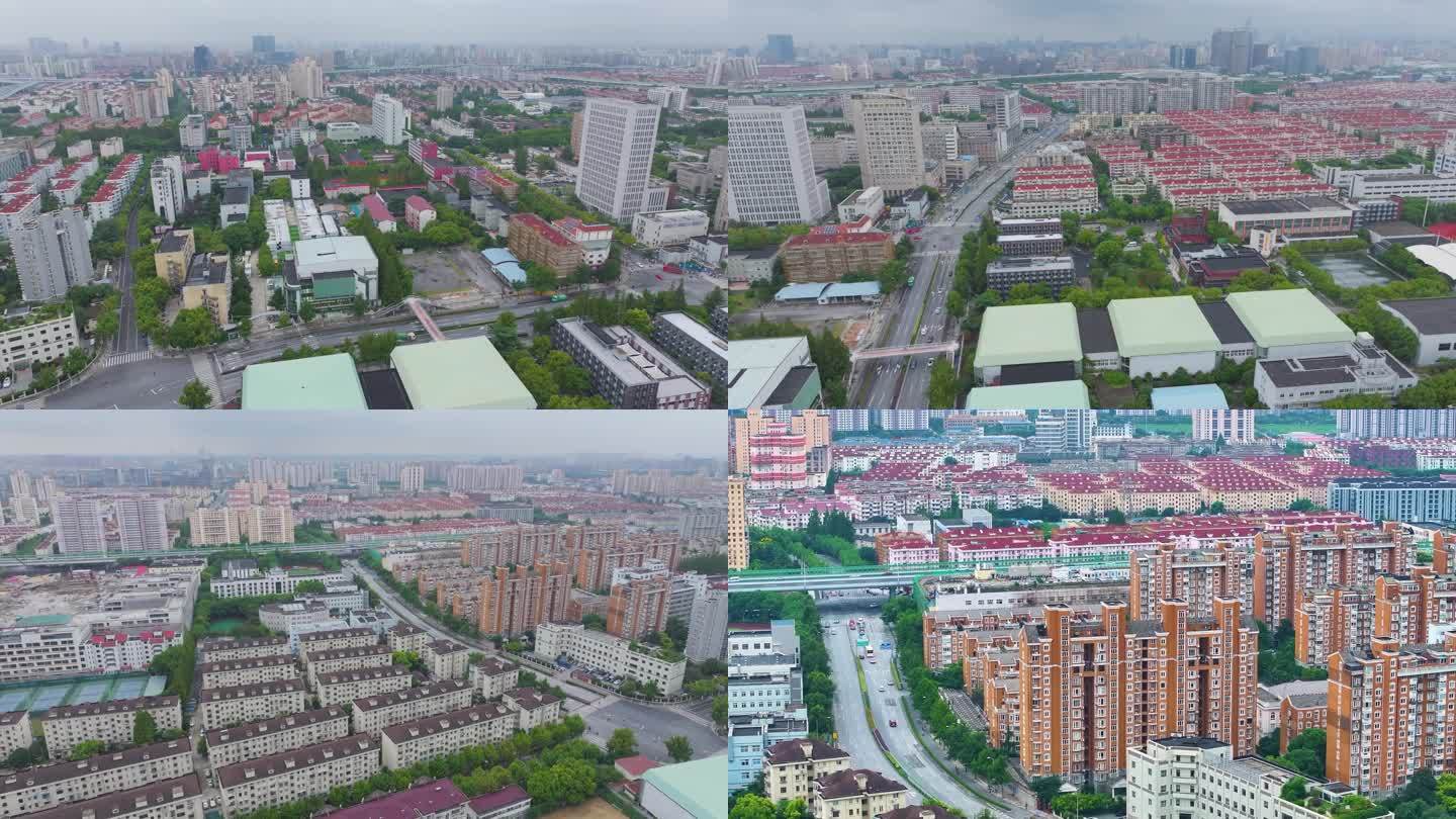 上海徐汇区马路道路车流交通航拍老沪闵路城
