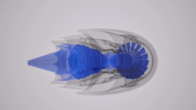 飞机引擎航空发动机三维动画