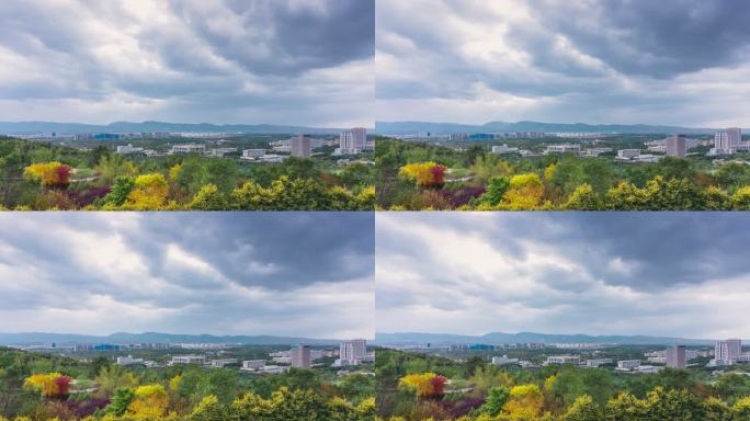 秋天固原城市上空翻滚的乌云 风雨欲来