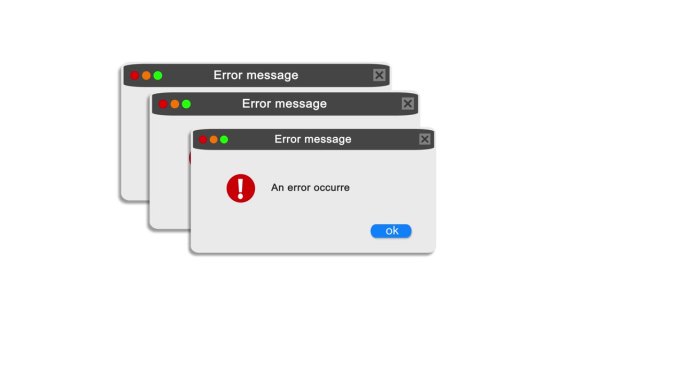 错误信息多个关键错误弹出白色背景。计算机警报故障接口。动态图形动画